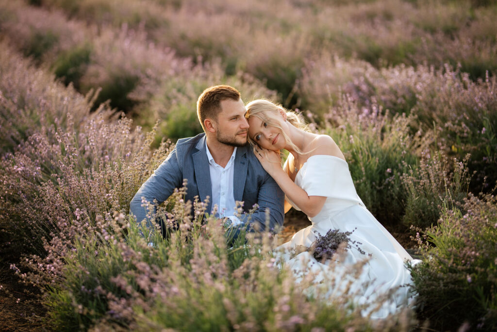 The Blushing Bride With A Bouquet On Hand